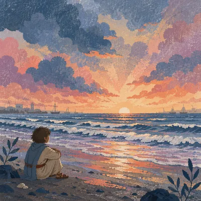 Peaceful Sunrise Over Storm Washed Shore