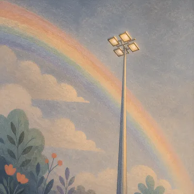Peaceful Sunrise Rainbow After the Storm