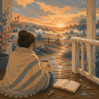 Peaceful Sunrise After Storm Porch Devotion