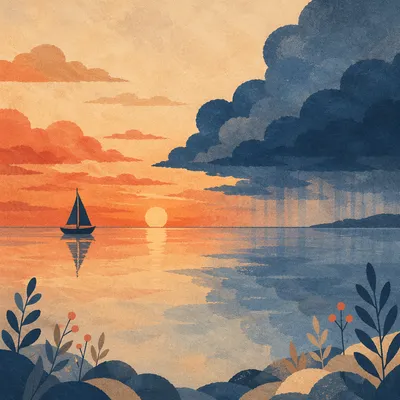 Peaceful Sunrise After Storm at Sea