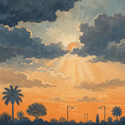 Peaceful Sunrise After Storm Sky