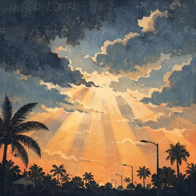 Peaceful Sunrise After Storm Over Palms