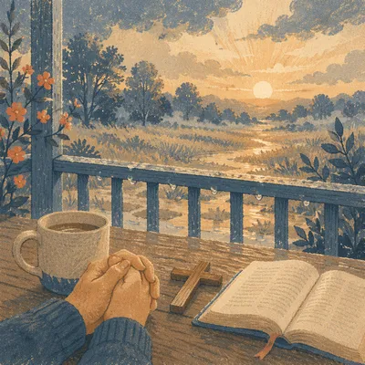 Peaceful Porch Prayer After Storm Sunrise