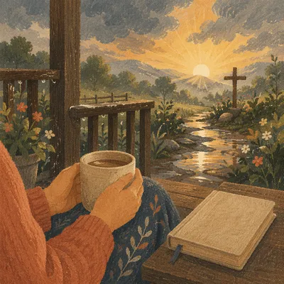 Peaceful Sunrise Porch After the Storm