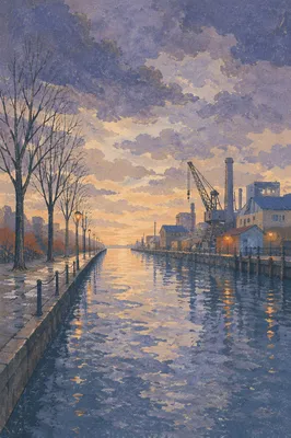 Peaceful Canal Sunrise After the Storm