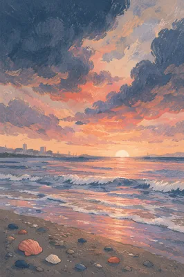 Peaceful Sunrise Over Storm Washed Shore