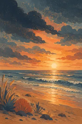 Peaceful Sunrise Beach After Storm