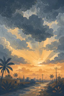 Peaceful Sunrise After Storm Clouds