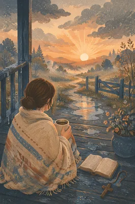 Peaceful Sunrise After Storm Porch Devotion