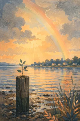 Peaceful Sunrise After Storm Over Tidal Bay