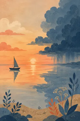 Peaceful Sunrise After Storm at Sea