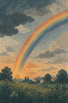 Peaceful Sunrise Rainbow After the Storm