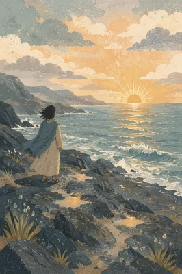 Peaceful Sunrise Over Storm Washed Coast