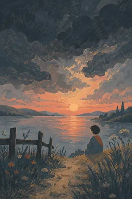 Peaceful Sunrise Over Lake After Storm