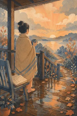 Peaceful Sunrise on Rain Drenched Porch