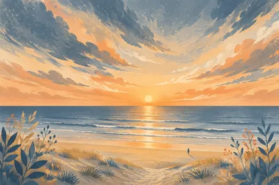 Peaceful Coastal Sunrise After the Storm