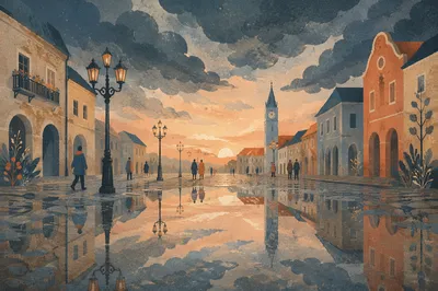Peaceful Sunrise Reflection After Storm