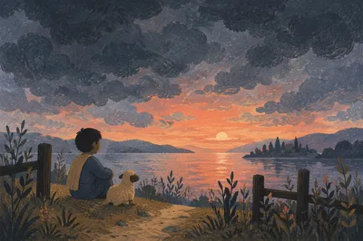 Peaceful Sunrise Over Storm-Kissed Lake