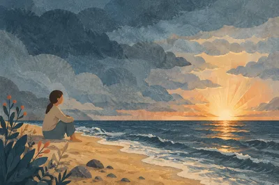 Peaceful Coastal Sunrise After Storm