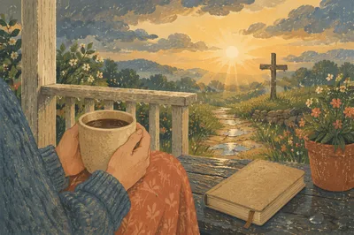 Peaceful Countryside Porch Sunrise After Storm