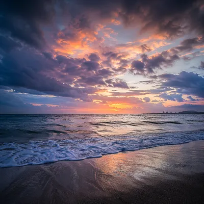 Peaceful Sunrise After Storm on Coastal Shore