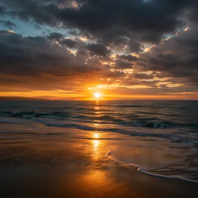 Peaceful Sunrise After Stormy Beach