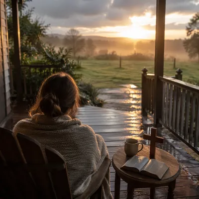 Peaceful Sunrise Porch After the Storm
