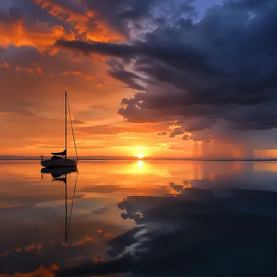 Peaceful Sunrise After Storm at Sea