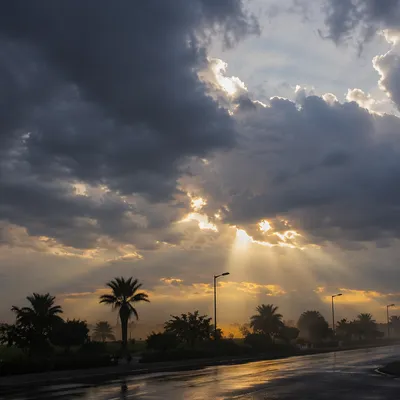 Peaceful Sunrise Breaking Through Storm Clouds