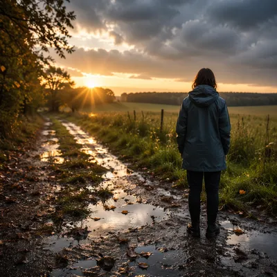 Peaceful Sunrise on a Rural Path