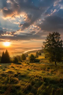 Peaceful Countryside Sunrise After Storm