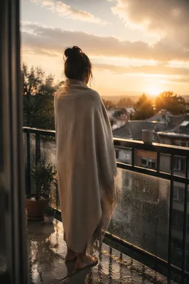 Peaceful Sunrise After Storm on Balcony