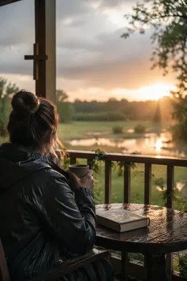 Peaceful Sunrise After Storm Porch Devotion