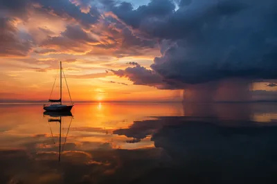 Peaceful Sunrise After Storm at Sea