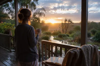 Peaceful Sunrise After Storm on Porch