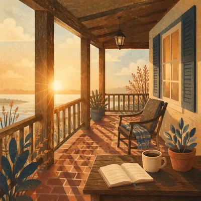 Sunrise Morning Devotion on Quiet Porch