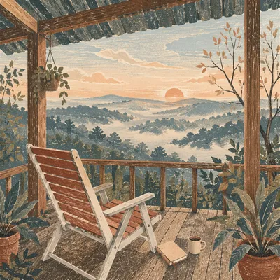 Sunrise Devotion on Rustic Porch