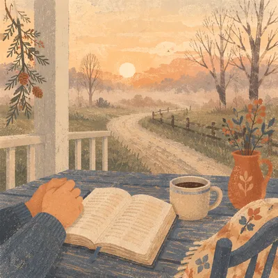 Sunrise Devotion on a Rustic Porch
