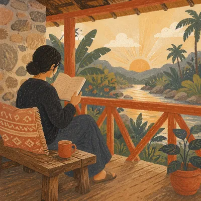 Quiet Sunrise Devotion on Rustic Porch