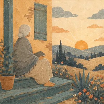 Peaceful Sunrise Devotion on Rustic Porch