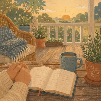 Sunrise Porch Devotion with Journal and Mug