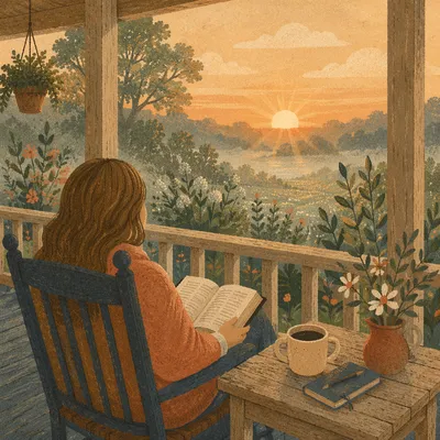 Sunrise Porch Devotion with Open Bible
