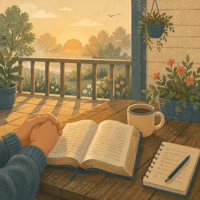 Sunrise Devotion on a Cozy Porch