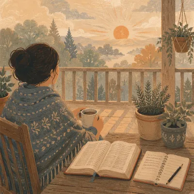 Sunrise Porch Devotion with Open Bible