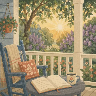 Sunrise Morning Devotion on Garden Porch