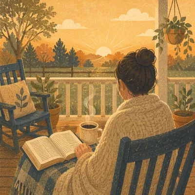 Sunrise Porch Devotion with Open Bible