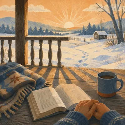 Sunrise Devotion on a Rustic Porch