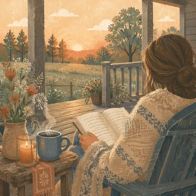 Sunrise Devotion on a Rustic Porch