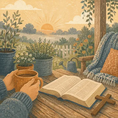 Sunrise Devotion on a Peaceful Porch