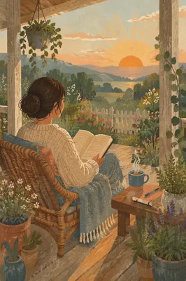 Peaceful Sunrise Devotion on Wooden Porch